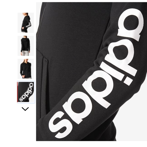 Adidas Black and White Vintage Logo Zip Hoodie - Picture 2 of 5